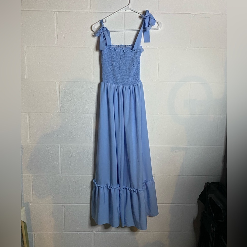 Blue women’s Dress small with bow tie for straps